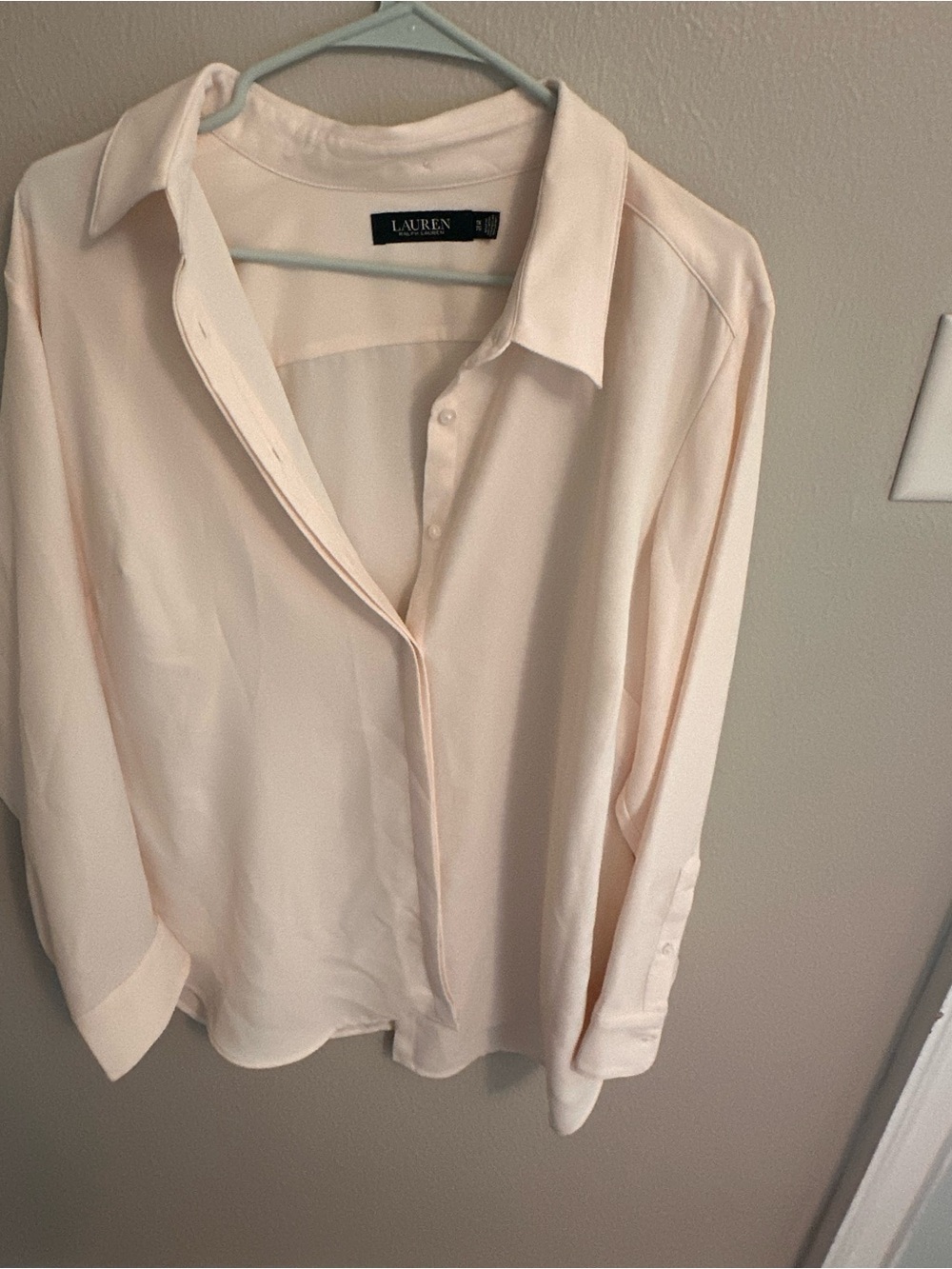 Lauren Ralph Lauren Cream Womens Long-Sleeve Button-Down Shirt